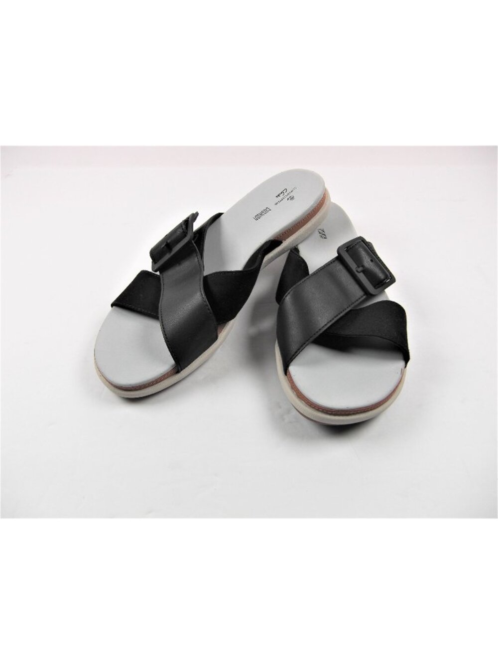 Clarks Women's Cloudsteppers Slide Sandals Eliza Cushion Soft Black US 9.5M
